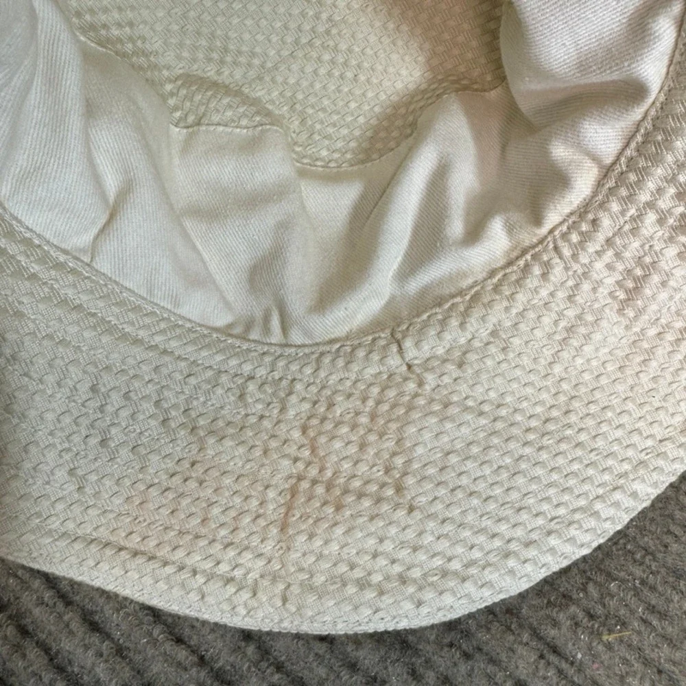 Vintage Textured Jacquard Bucket Hat Cream Swirl Pattern Bohemian Retro Hat